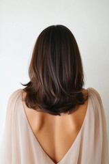 Fototapeta premium Woman showing her long brown hair from behind