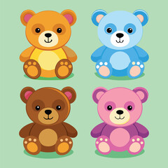 Teddy Bear Cartoon Set vector illustration