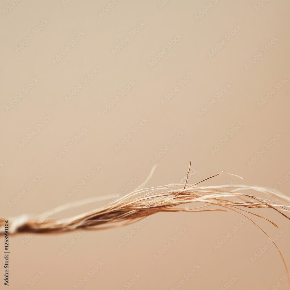 Aufkleber detailed macro shot of a broken hair strand showing texture and color against a neutral background. 