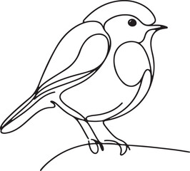 Bird-Themed Vector Art. Robin Line Drawing in Minimalist Style