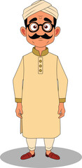 A village innocent and simple man front pose cartoon character design