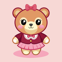 Cute Lady Teddy Bear Vector