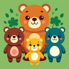 Fototapeta premium Teddy Bear Cartoon Set vector illustration