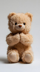Obraz premium A cute teddy bear toy isolated on a white background 