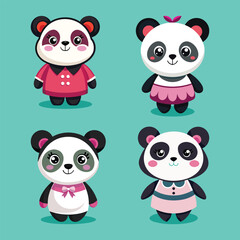 Teddy Bear Cartoon Set vector illustration