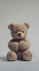 Obraz premium A cute teddy bear toy isolated on a white background 