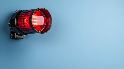 Red Alert Light On Light Blue Background