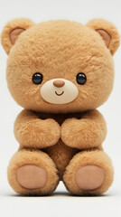 Obraz premium A cute teddy bear toy isolated on a white background 