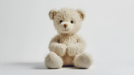 A cute teddy bear toy isolated on a white background
