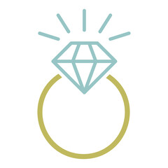 Vector wedding ring with a diamond icon