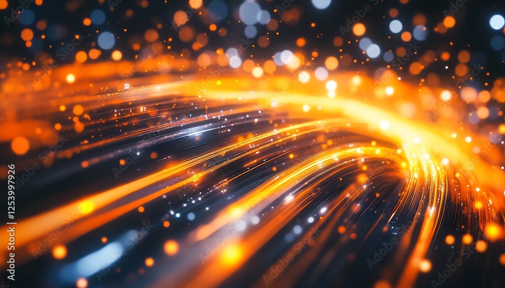 Fototapete dynamic and vibrant abstract motion background with bright glowing particles and flowing light trail