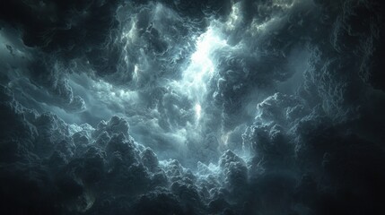 Obraz premium Stormy sky, dark clouds, light breaking through, dramatic weather, background for design