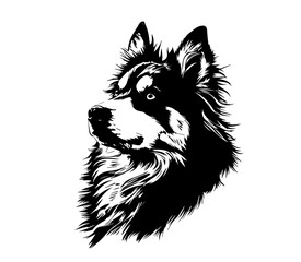 Husky Dog Head Vector Black and White