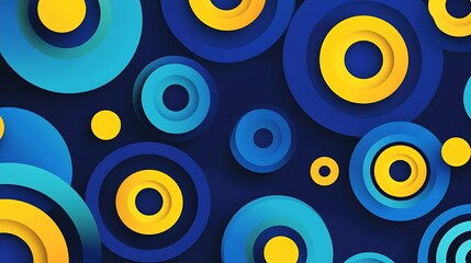 Abstract Blue and Yellow Concentric Circles Design