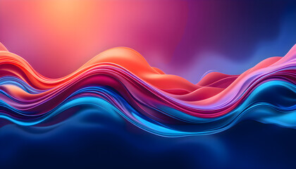 Fluid, colorful waves blend in a surreal gradient of blue, pink, and orange, forming a futuristic and energetic abstract design