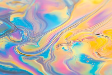 Vivid swirls of pastel colors create a dreamy, abstract swirl of patterns, reminiscent of a flowing liquid rainbow.