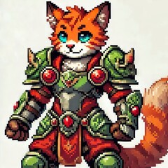 Fototapeta premium Furry Adventurer in Pixel Art