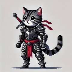 Fototapeta premium Sword-Wielding Cat Knight