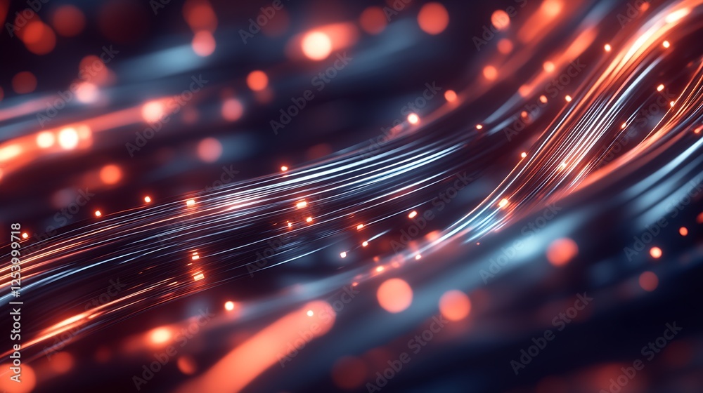 Poster Abstract Light Trails with Glowing Particles Creating a Dynamic and Colorful Background Design : Generative AI