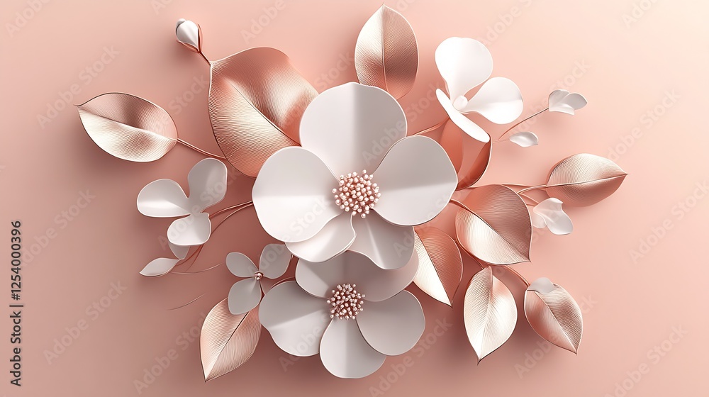 Poster elegant paper flowers in soft pastel shades artfully arranged to create a stunning decorative design