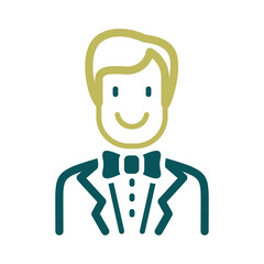 Groom, bridegroom, fiance man in costume icon