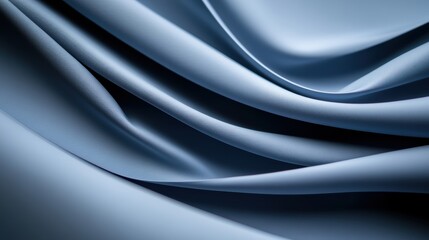 Fototapeta premium Soft, flowing blue fabric creates an elegant and serene atmosphere, perfect for backgrounds in fashion or interior design concepts, conceptual art, or product showcases,