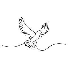 minimalistic dove flying line art vector