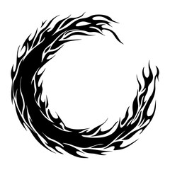 tribal flame circle vector in black and white