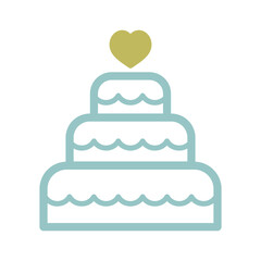 Stacked wedding cake dessert with heart topper