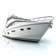 Naklejka premium A sleek and modern motor yacht, showcasing a stunning design with luxurious features. Ideal for leisure trips or high-end vacations on the water, representing elegance and style.