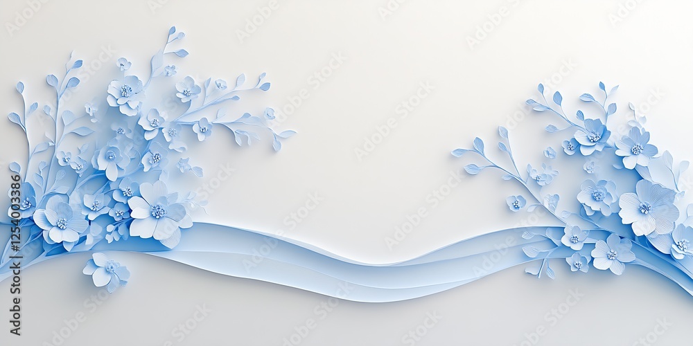 Aufkleber delicate paper flowers and flowing ribbons in calming blue hues create an inviting backdrop for vari