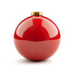 Obraz premium 3D red Christmas ornament ball with a glossy surface and gold cap.