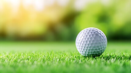 Obraz premium A close up of a pristine golf ball resting on lush grass in a bright outdoor setting : Generative AI