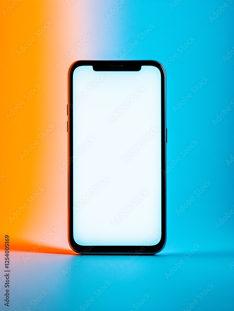 Poster Modern smartphone on a vibrant backdrop displaying an empty screen for your creative content : Generative AI