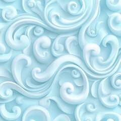 A soft, flowing design featuring swirls and curves in shades of blue and white creates an elegant and calm aesthetic, Ideal for backgrounds, textile designs, or art projects,