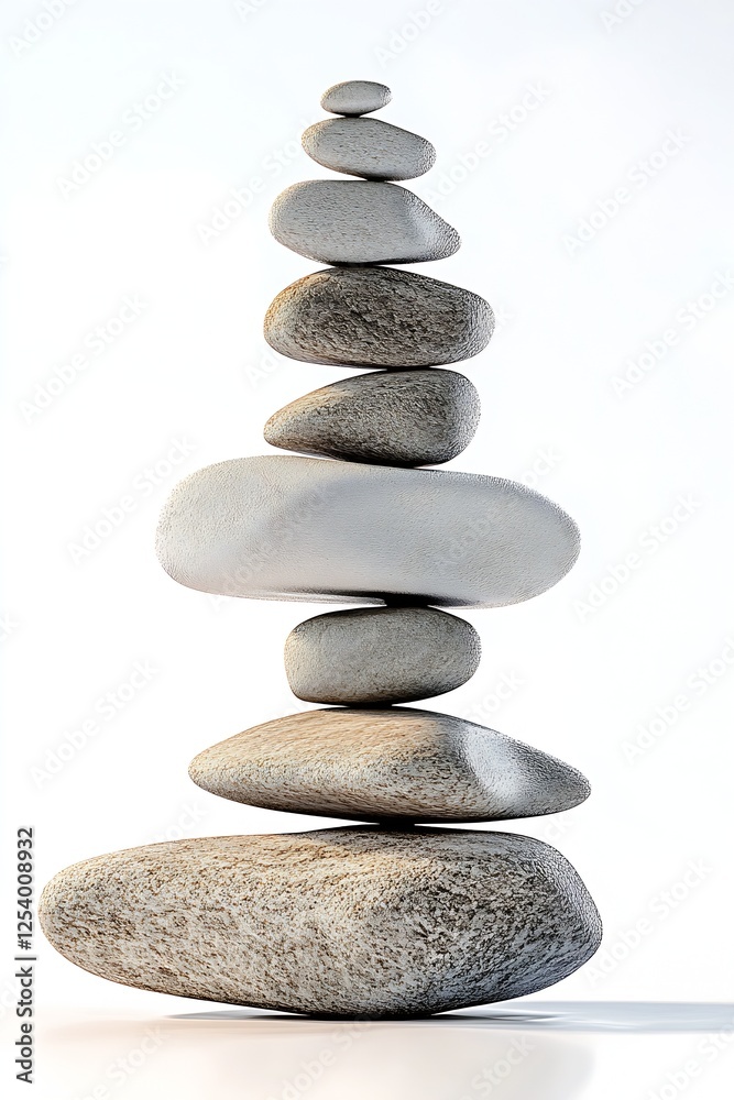 Poster Elegant arrangement of stacked stones in a balanced formation for tranquility and focus : Generative AI