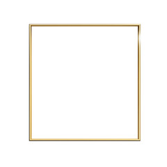 Square gold frame with a minimalist design, ideal for modern decor and displaying art or photos. Isolated on transparent background, png.