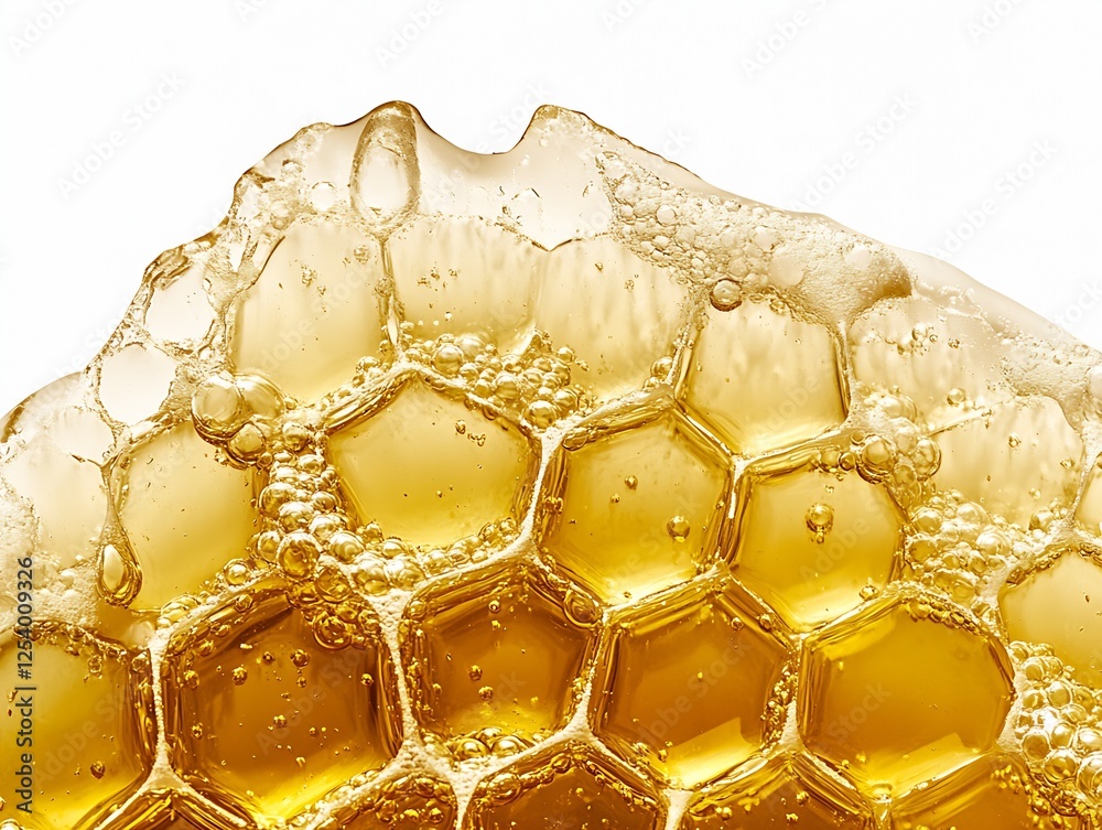 Poster Beautiful Texture of Honeycomb with Organic Honey Bubbles is Visually Appealing : Generative AI