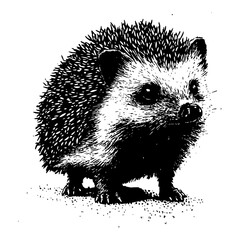 hedgehog black and white vector illustration