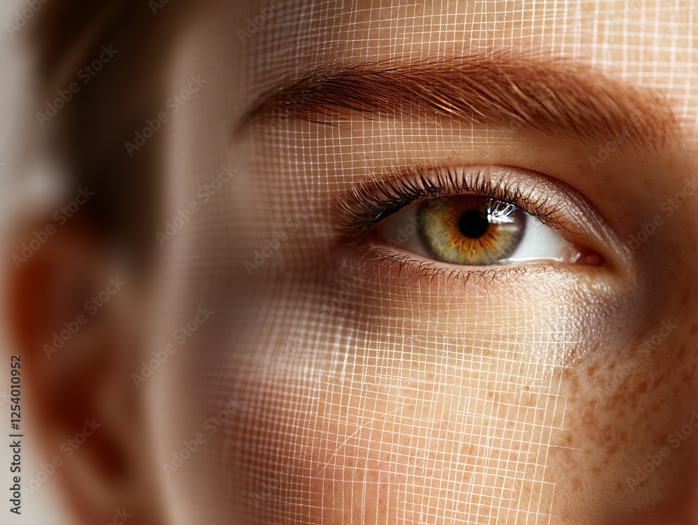 Poster Intricate close-up of an eye revealing fierce beauty through stunning light dynamics and intricate patterns : Generative AI