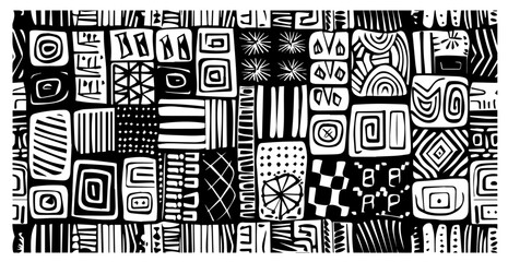 Fototapeta premium tribal inspired black and white vector pattern