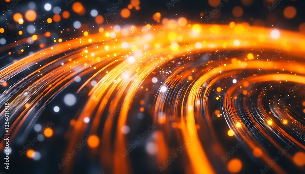 Aufkleber dynamic and vibrant abstract glow with orange and yellow light trails on a dark background : generat