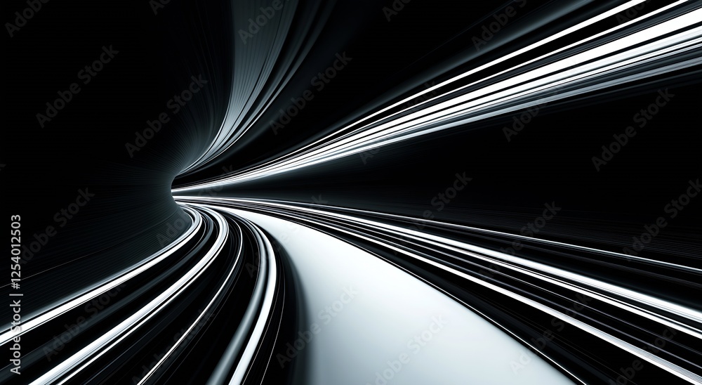 Aufkleber stylish abstract illustration of a speedy tunnel with illuminated lines on a black canvas : generati