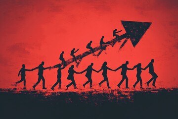 Teamwork driving success people united in progress abstract illustration vibrant environment