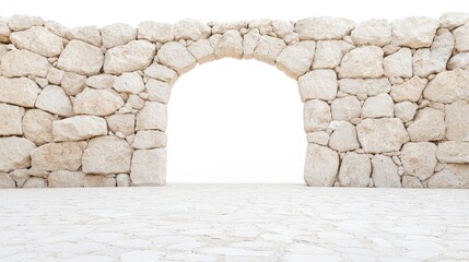 Beige stone archway, outdoor setting