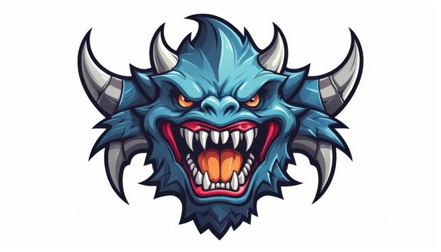 sharp-toothed monster mascot logo with jagged features illustration on a white background