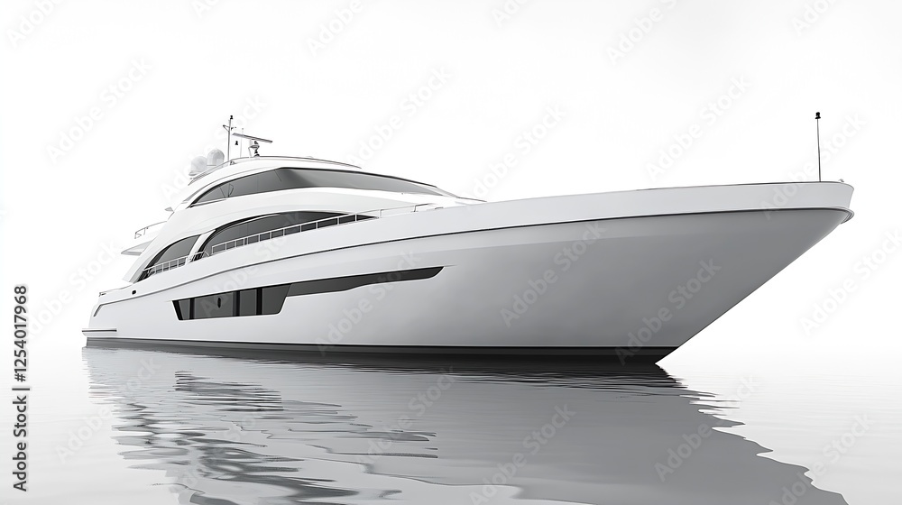 Poster elegant yacht displaying sophisticated design and reflections on water : generative ai