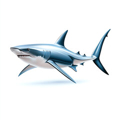 Naklejka premium A realistic illustration of a fierce shark swimming gracefully through clear waters. Perfect for educational materials, ocean-themed projects, or marine life awareness campaigns.