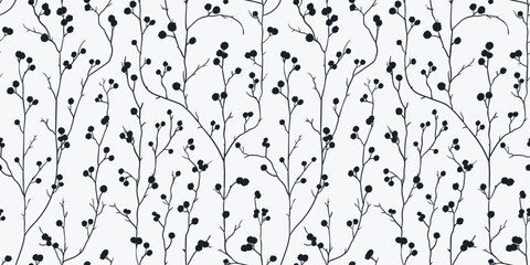 winter pattern with pastel berries on branches is drawn by hand. vector illustration © Bulgakova Kristina