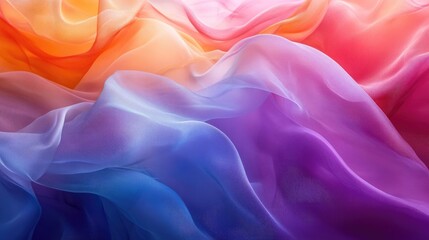 Obraz premium A colorful abstract wave of translucent fabric in vibrant hues.